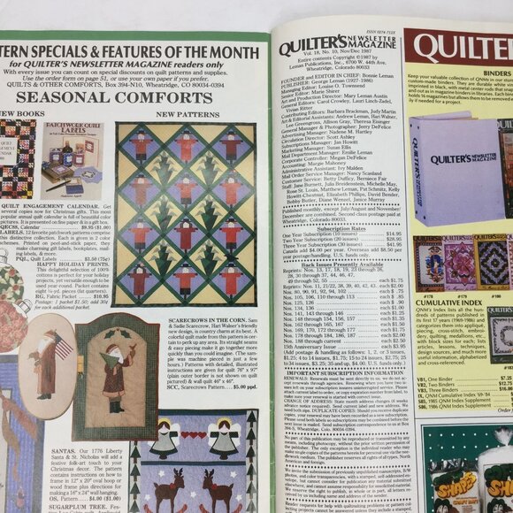 Quilters Newsletter Magazine Dec 1987 Issue No 197 Quilt Patterns Design Holly I - Picture 3 of 13